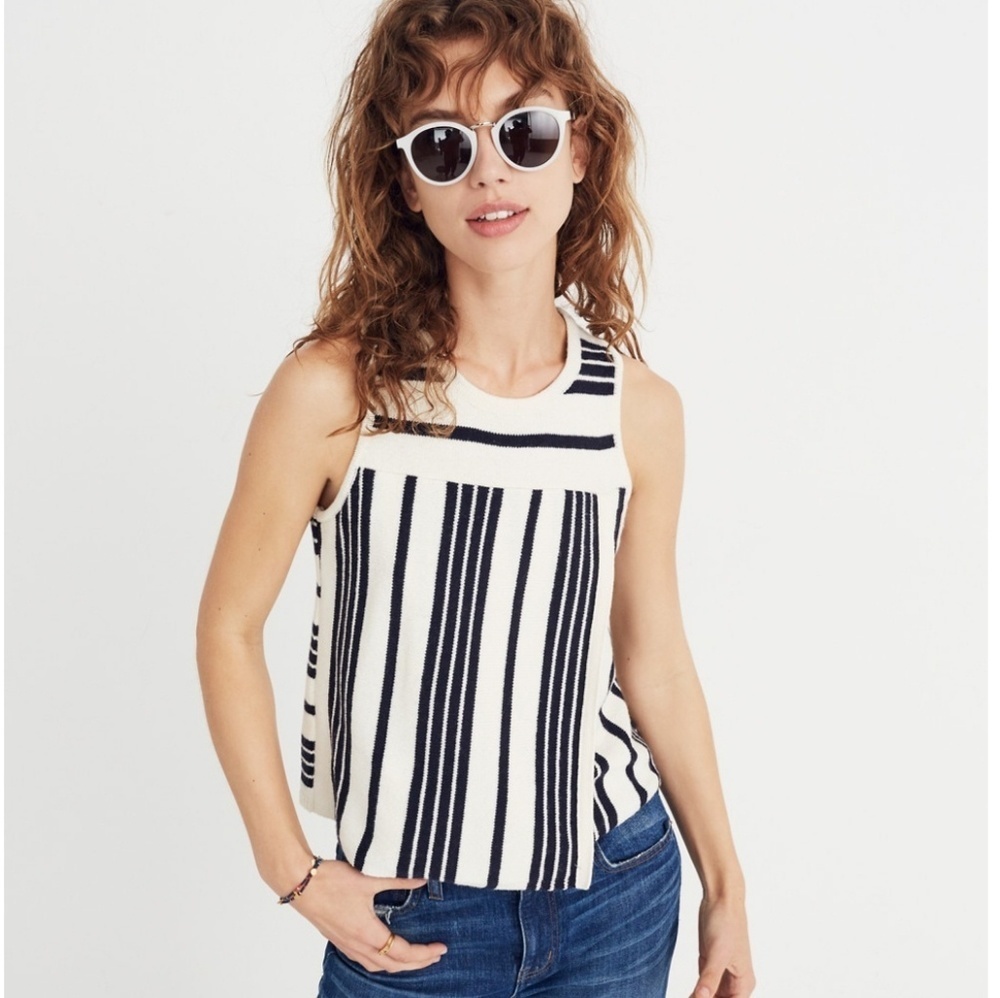 Madewell Striped "Play" Sleeveless Sweater Tank